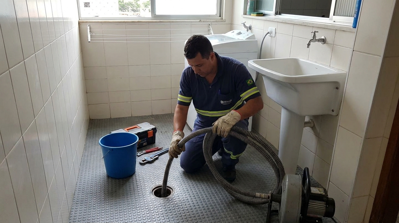 Desobstrução na Cozinha no Brisamar, Vila Velha‑ES