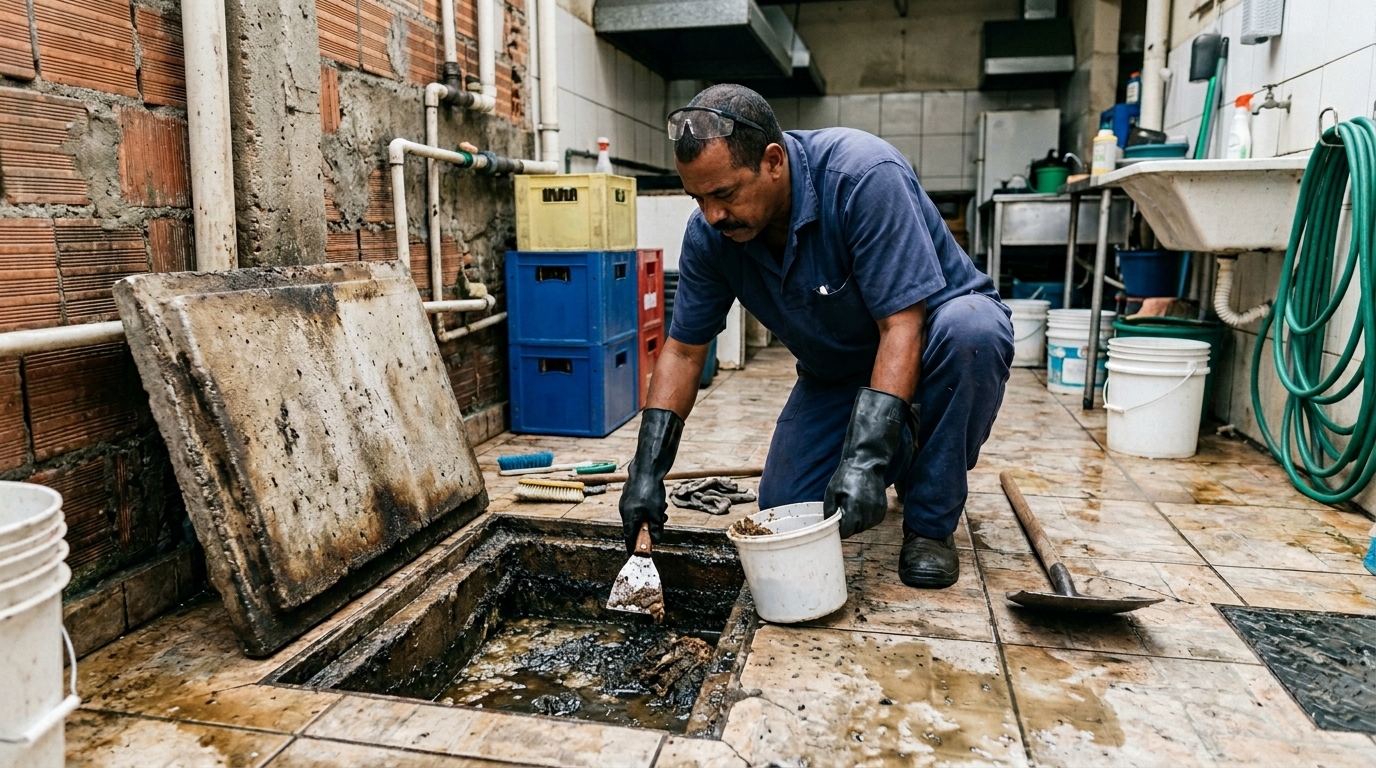 Esvaziamento de Caixa de Gordura em Argolas, Vila Velha‑ES